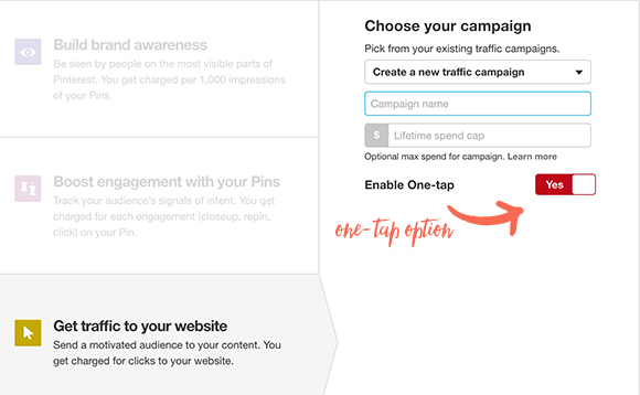What to expect with One-Tap Promoted Pins when advertising on Pinterest